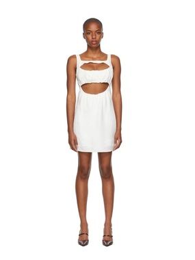 Danielle Guizio White Linen Cutout Mini Dress